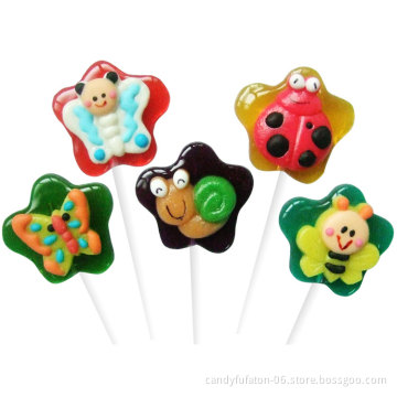 Factory direct sale decorated Cartoon insect shaped lollipop candy